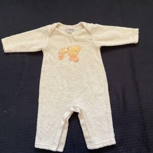 Cachcach Romper Infant 9M Yellow Duck Applique Fuzzy One Piece Made USA
